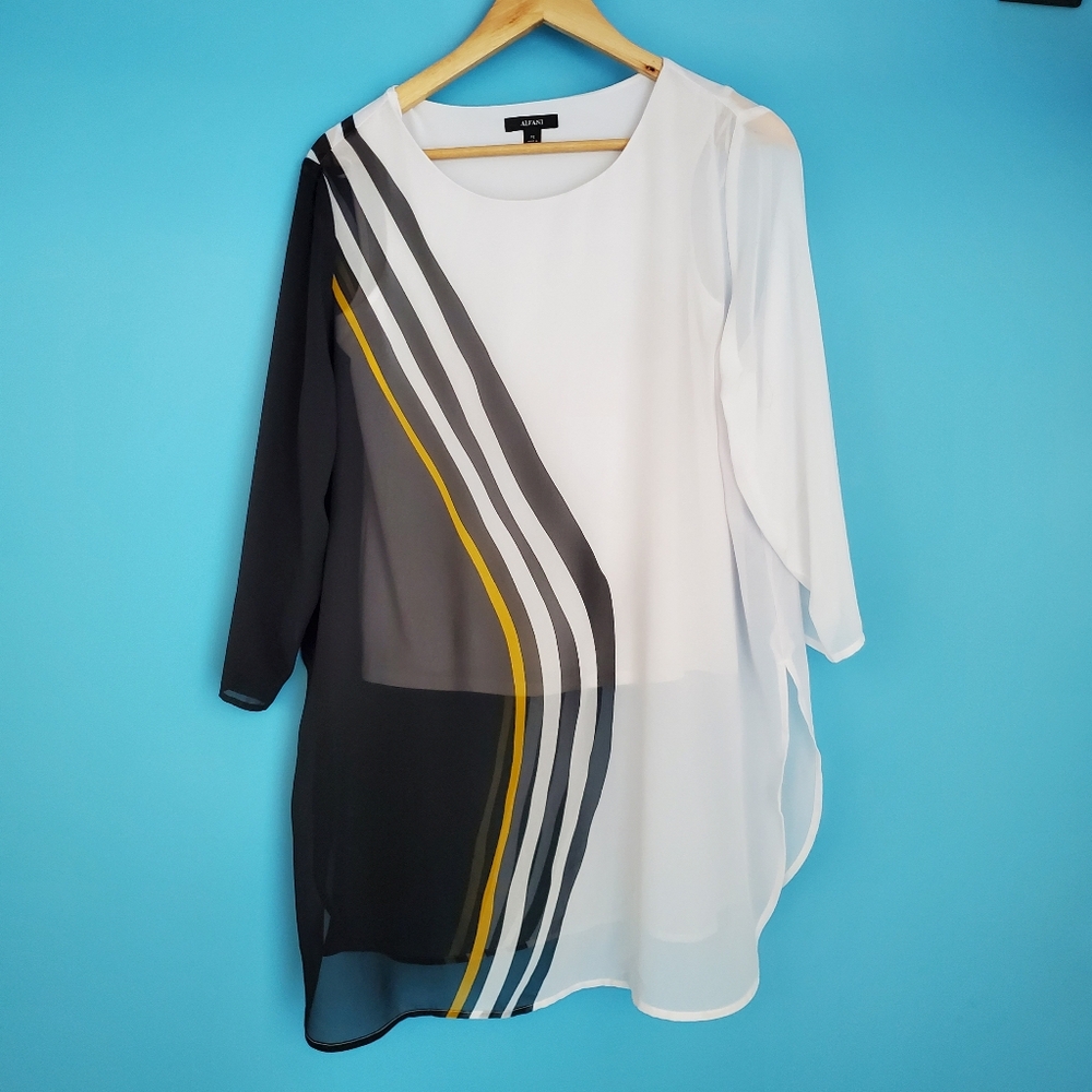 Alfani Blouse Size Petite Small PS Tunic 3/4 Sleeve
